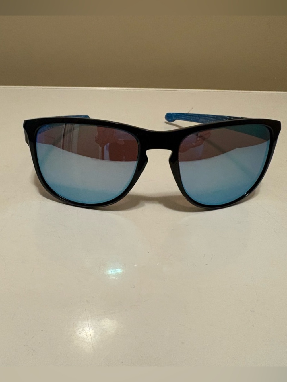 Oakley Sliver Round Prizim Black Frame blue mirror lens sunglasses- Pristine!